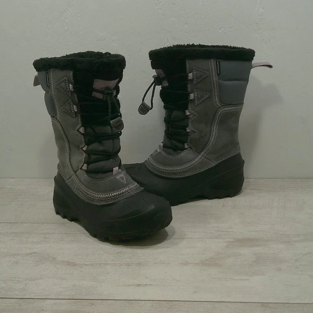 The North Face Shellista Lace up Gray Pink Waterproof Winter Snow Boot Size 3